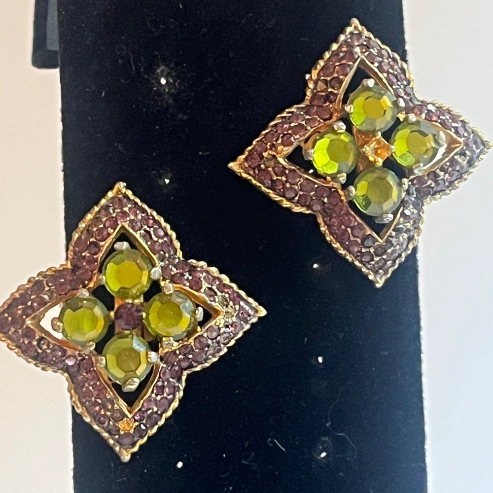 Vintage Jay Feinberg Clip Gemstone Earrings
